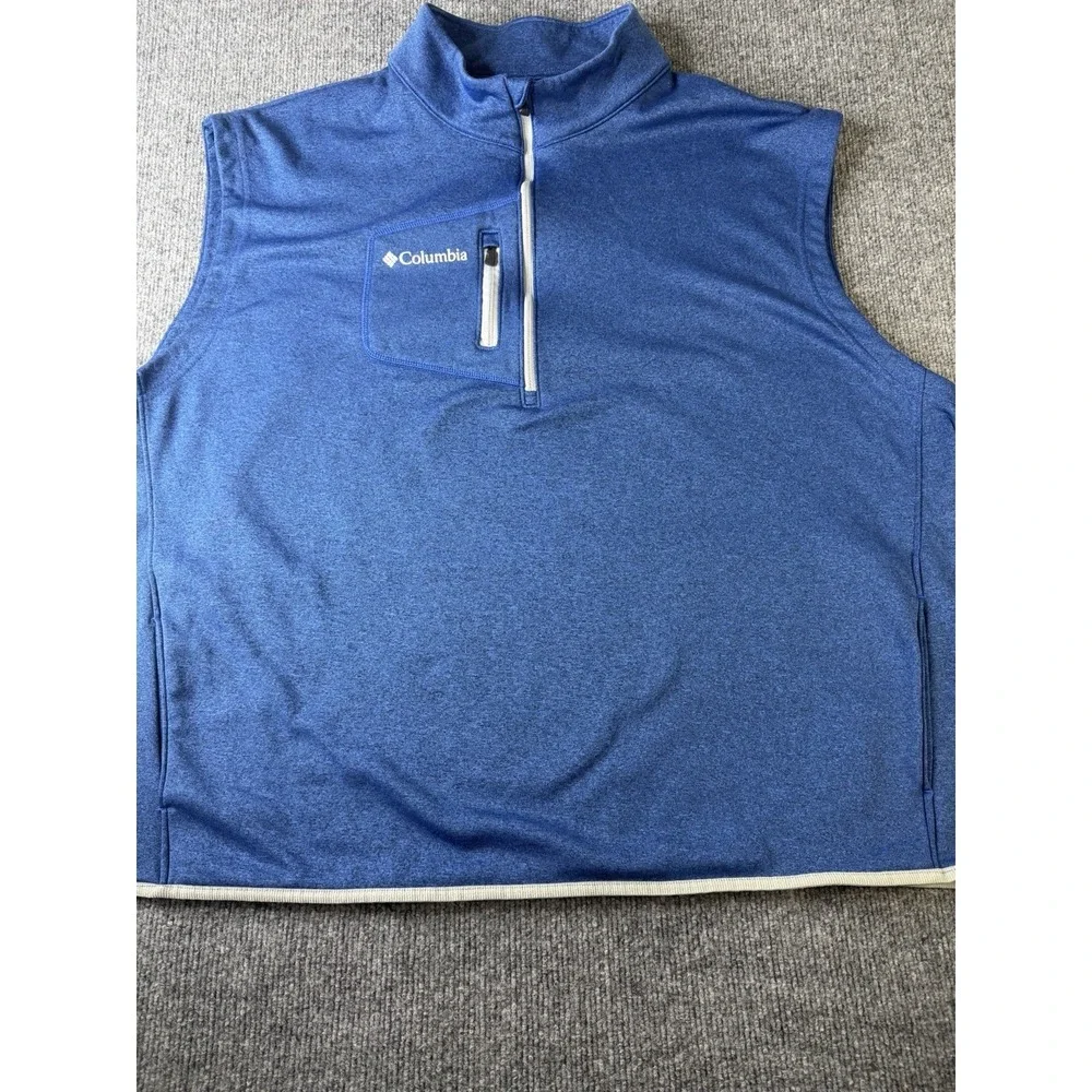 Columbia Golf Blue‎ Performance Vest XXL 2TG Quarter Zip Brushed Interior